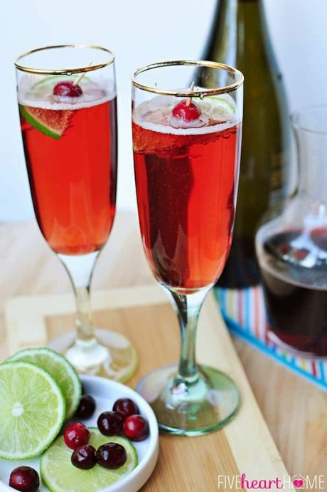 Cranberry Pomegranate Bellinis with Lime