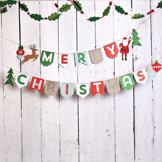 DIY Christmas banner backdrop.