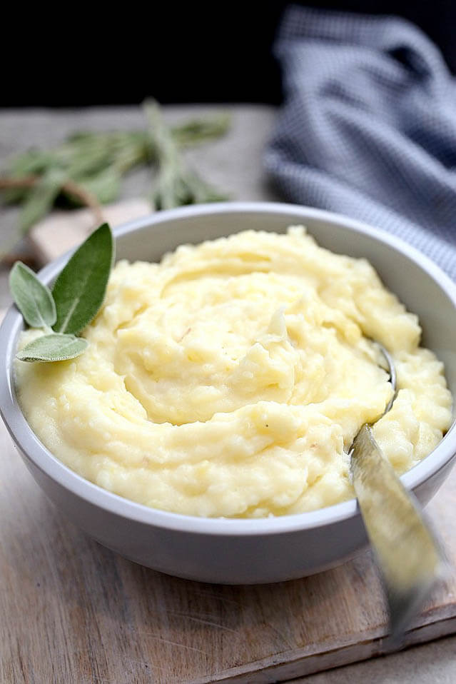 Garlic Mashed Potatoes with Sage and Butter.