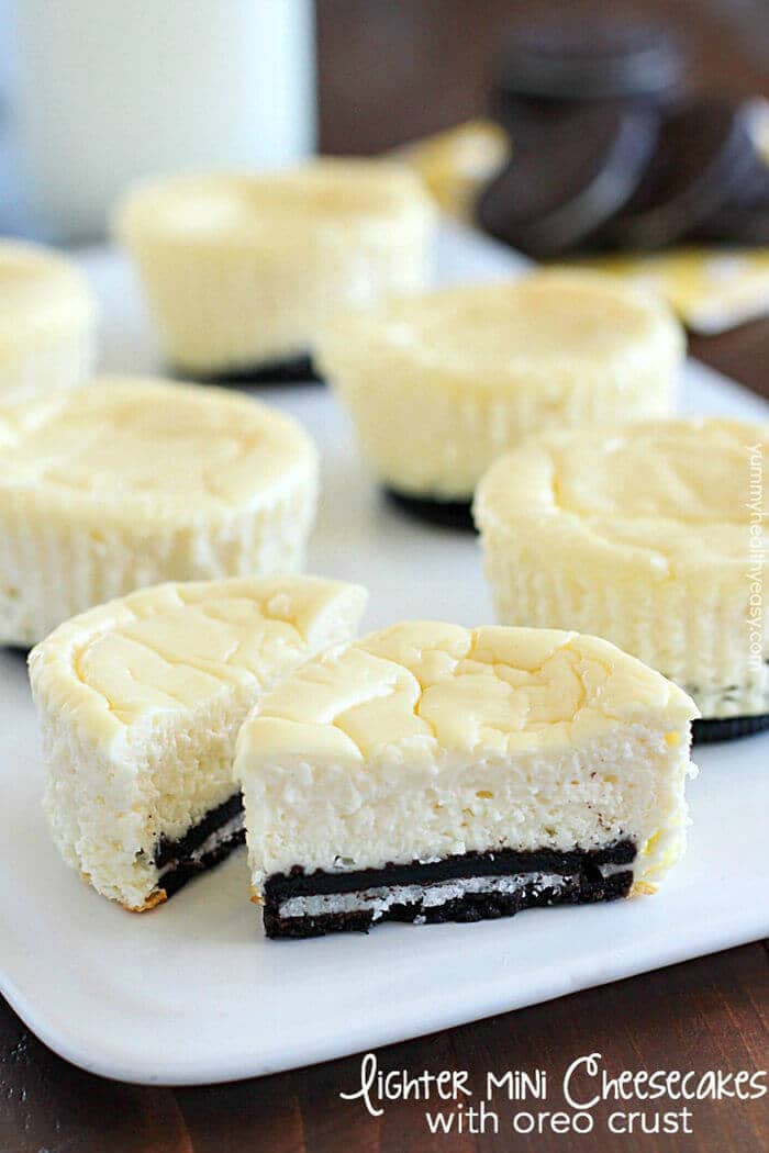 Lighter Mini Cheesecakes With Oreo Crust.