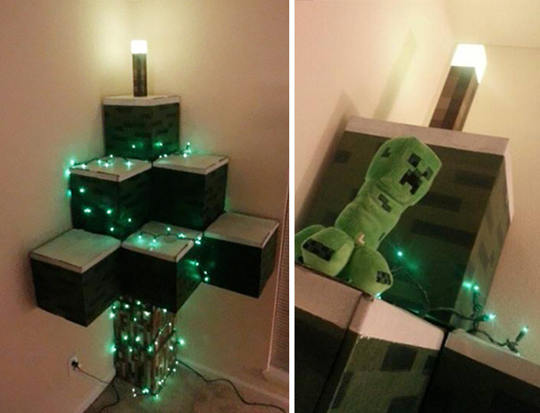Minecraft-Inspired Christmas Tree.