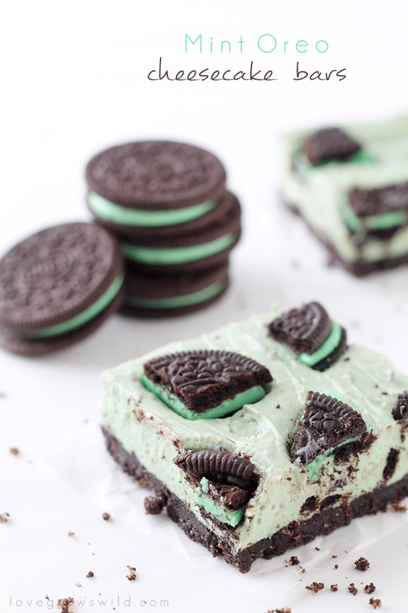 Mint Oreo Cheesecake Bars by Love Grows Wild