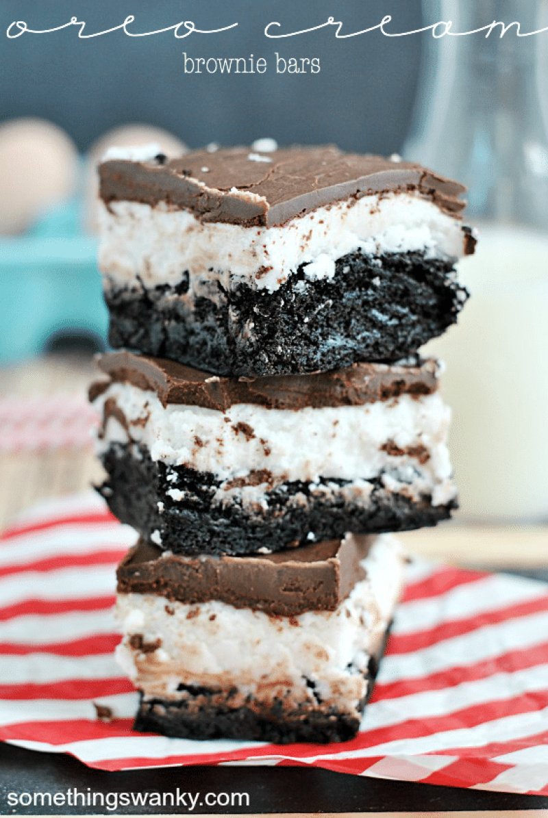 Oreo Cream Brownies by Something Swanky