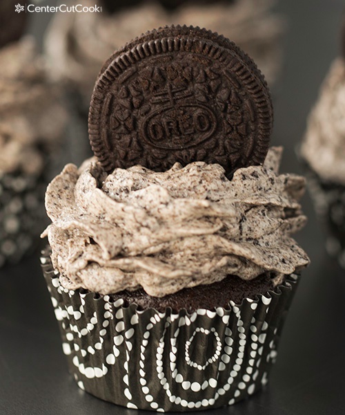 Oreo Cupcakes with Cookies and Cream Frosting by Center Cut Cook