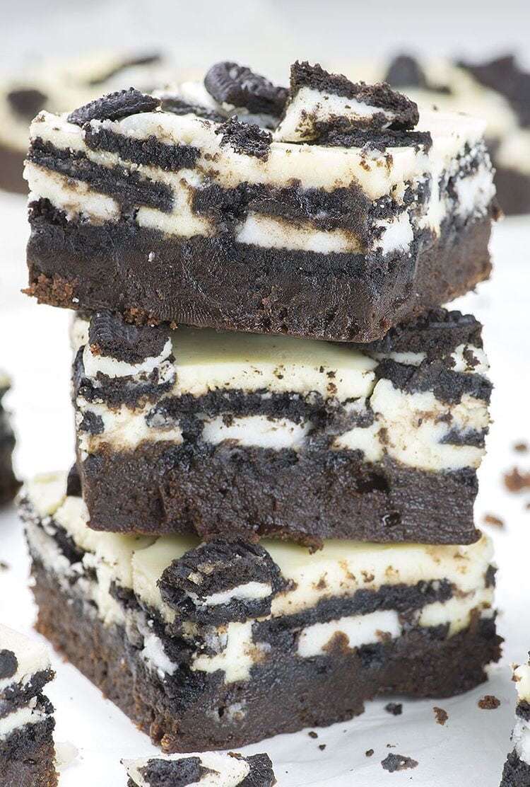 Oreo Loaded Cheesecake Brownies.