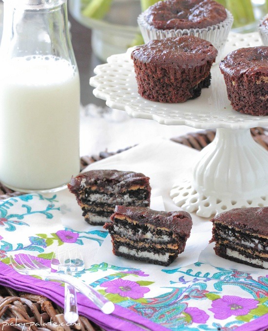 Oreo and Peanut Butter Brownie Cakes by Picky Palate