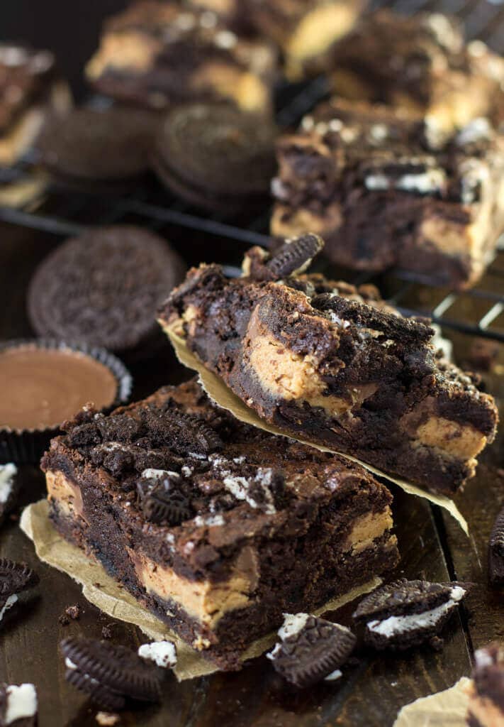 Peanut Butter Cup Oreo Brownies.