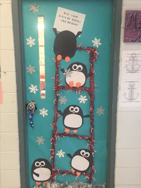 Penguin Art for Christmas Class Decoration.