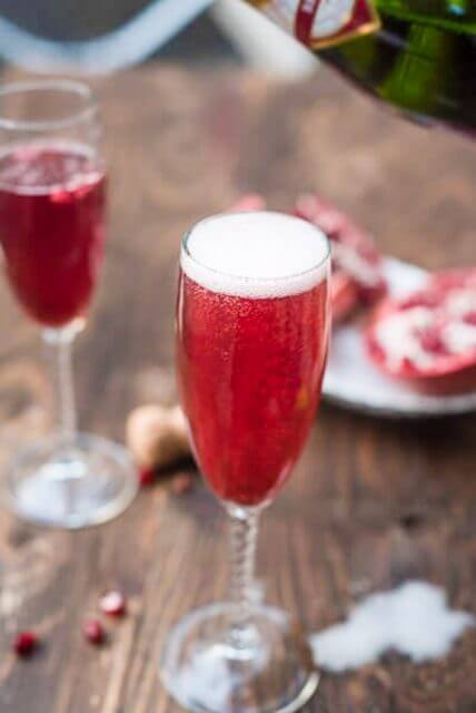 Pomegranate Champagne Cocktail.