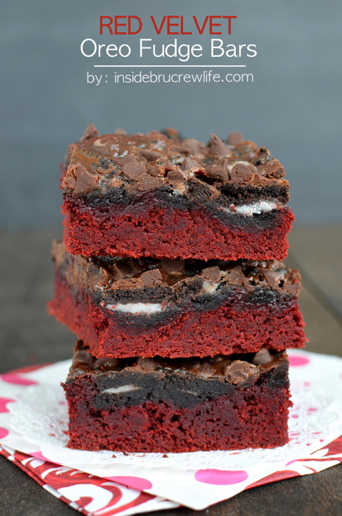 Red Velvet Oreo Fudge Bars by Inside BruCrew Life