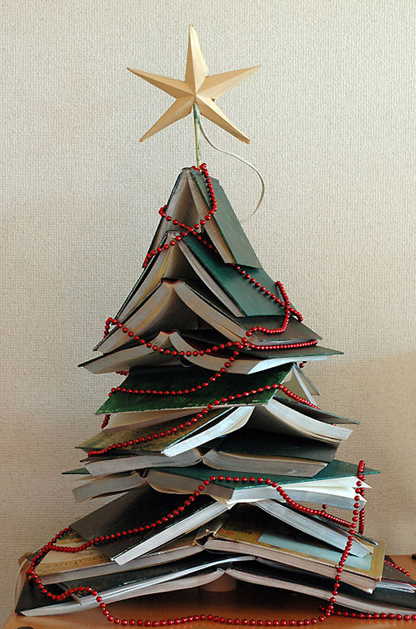 Stacked Books Christmas Tree.
