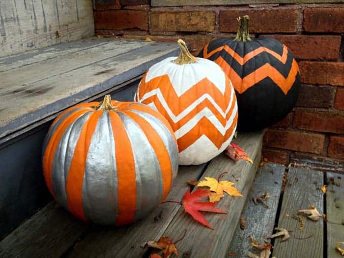 Chevron No-Carve Pumpkins.