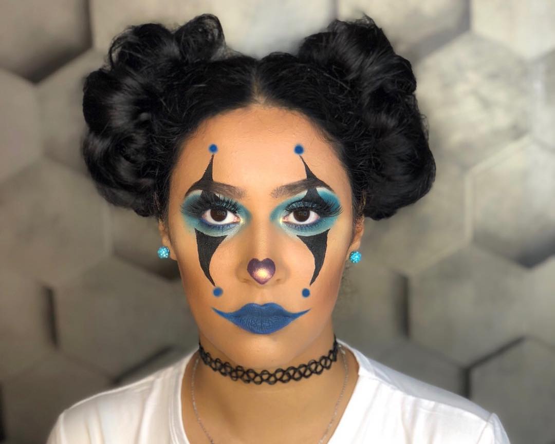 Clown Makeup with Black Design.