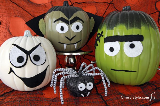 DIY Monster Pumpkins by Cheryl Style
