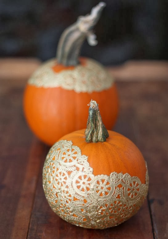 Doily Pumpkins by 17 Apart