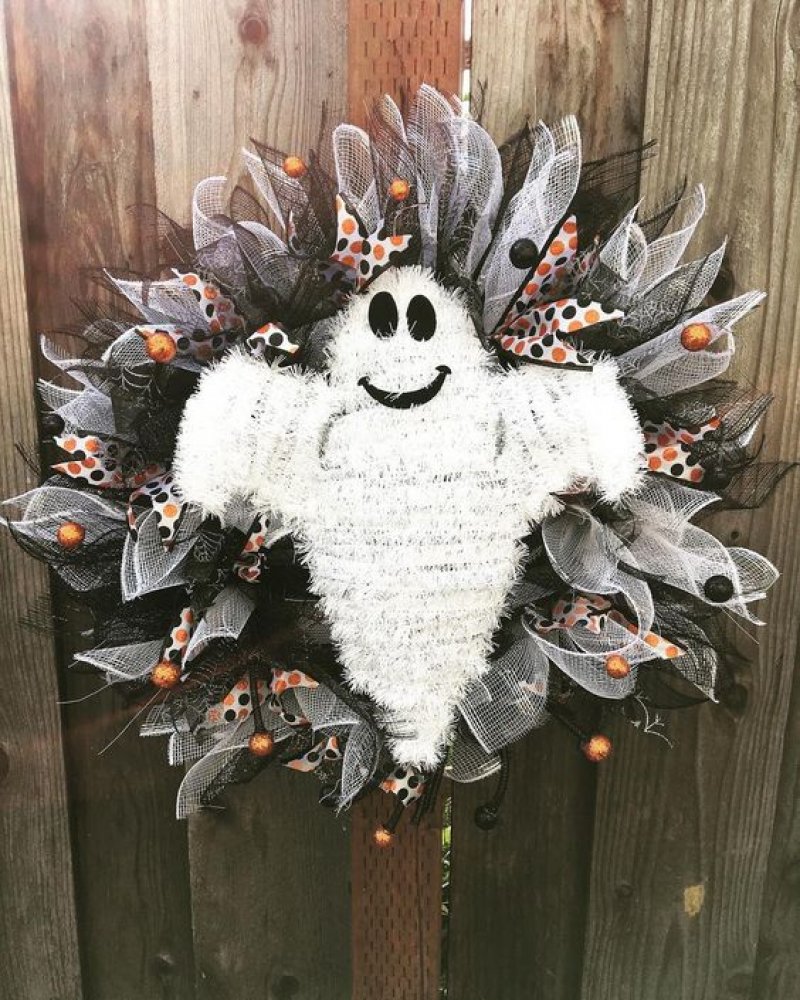 Ghost Design Amazing Handmade Wreath for Halloween.