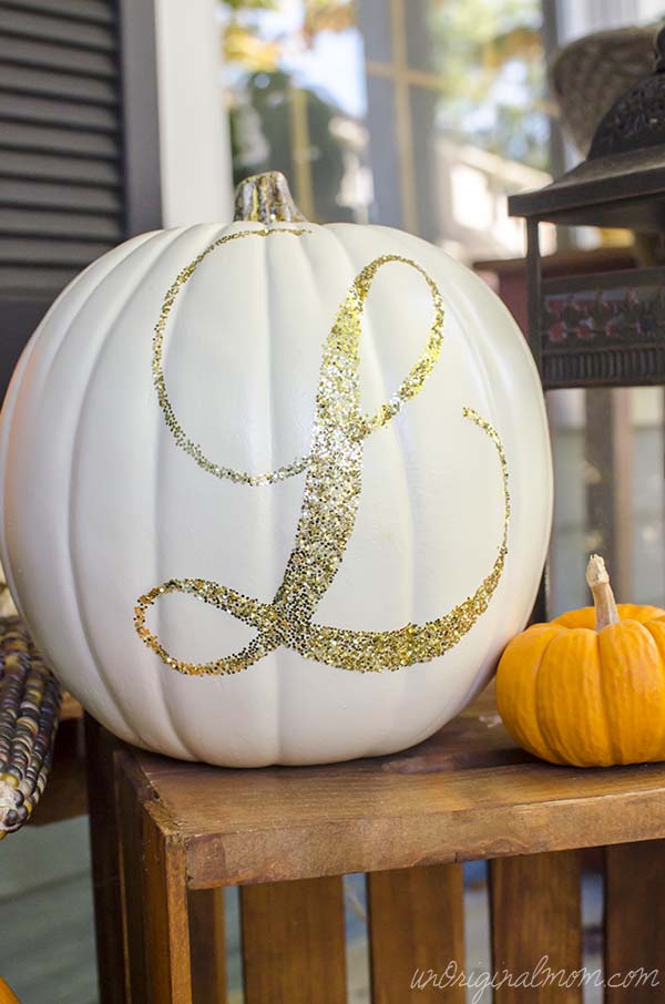 Glittered Monogram Pumpkin by UnOriginal Mom