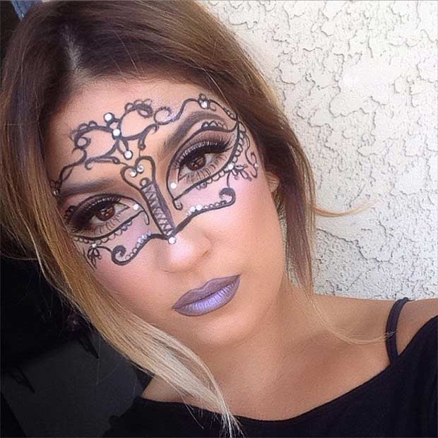 Gorgeous design made by makeup and rhinestones.