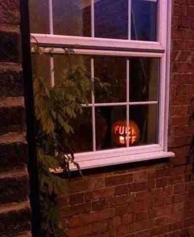 Halloween pumpkin in the window