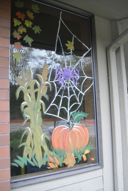 Halloween window design.