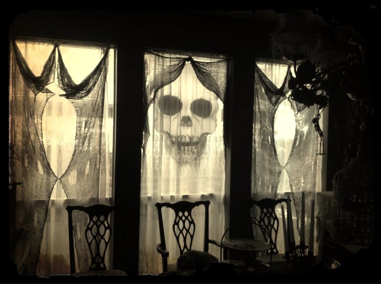 Haunted clothes decorations.