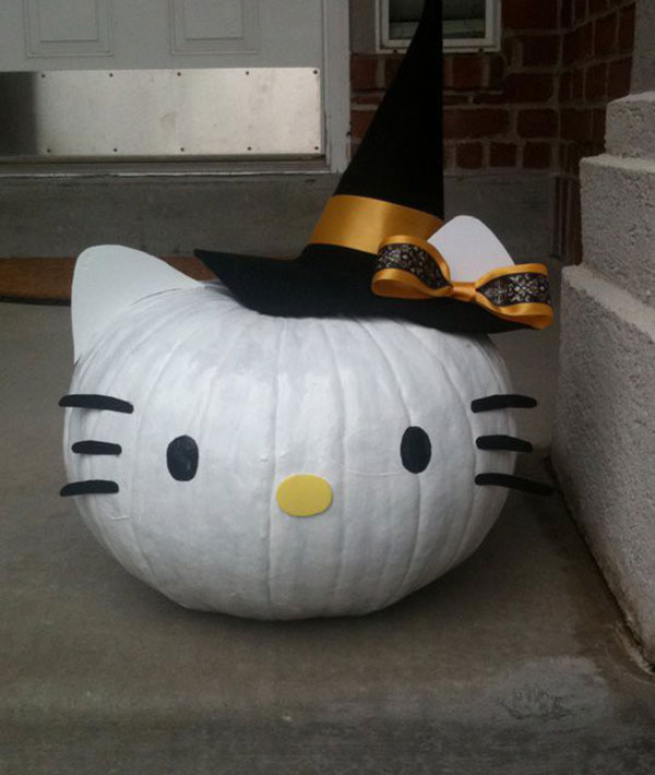 Hello Kitty Painted Pumpkin.