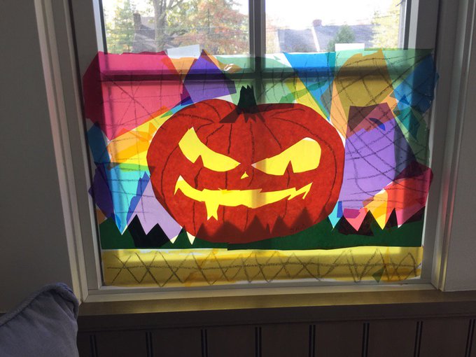 Stained glass Halloween window art