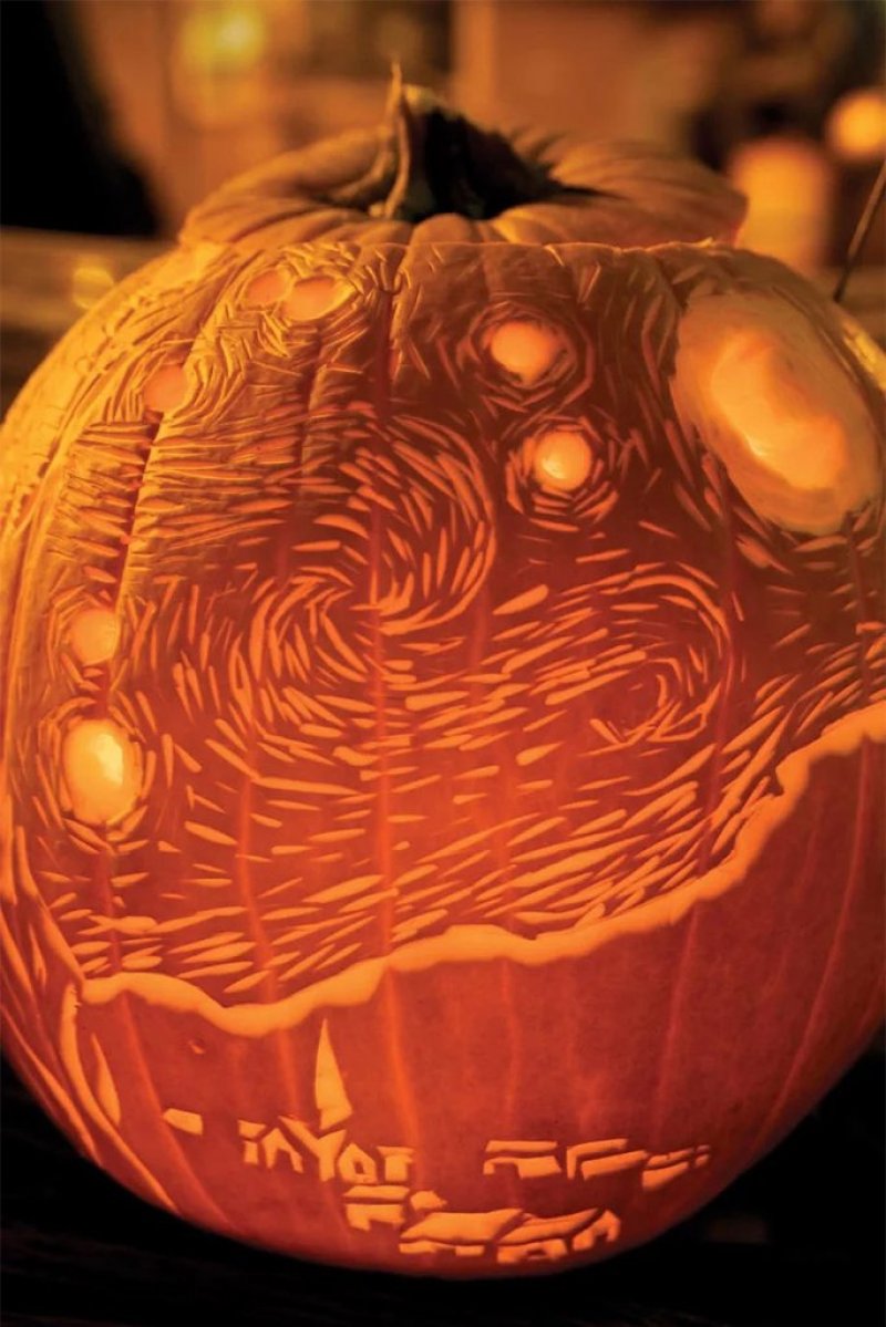 Starry Night Carved Pumpkin.