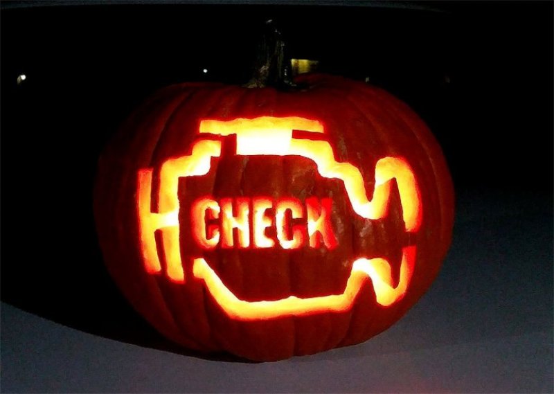 The Check Engine Light Pumpkin.