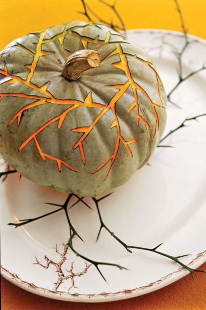 Thorny Vines Carved Pumpkin.