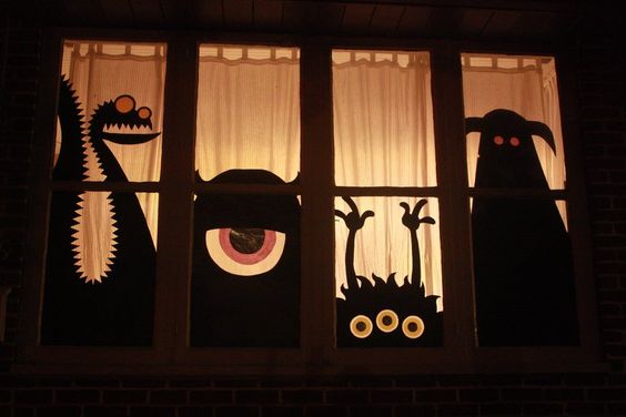 Use cardboard to create monsters in the window.