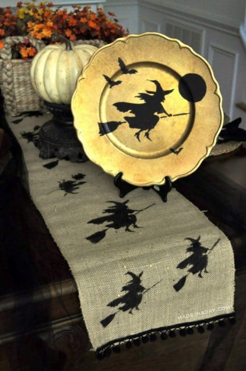 Witch Plate Charger and Table Runner Tutorial from Made in a a Day.