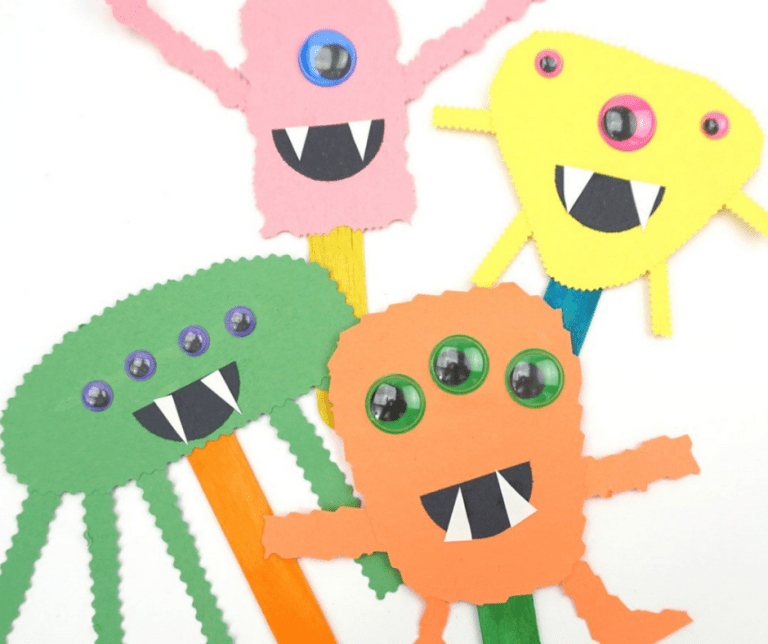 construction paper monster puppets