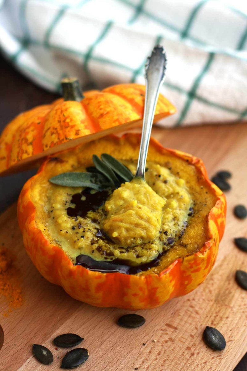 Easy Pumpkin Soup With Millet In Pumpkin Bowls