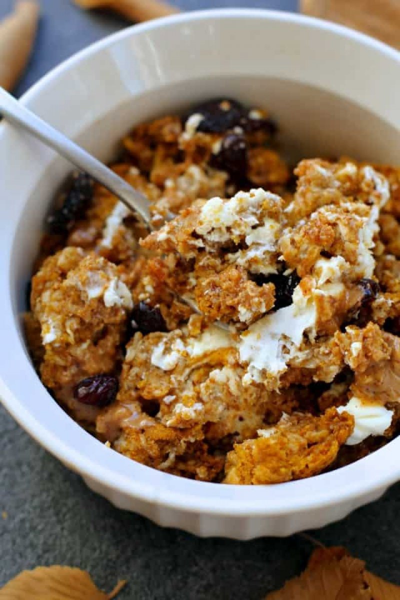 Pumpkin Pie Breakfast Bake via Running with Spoons