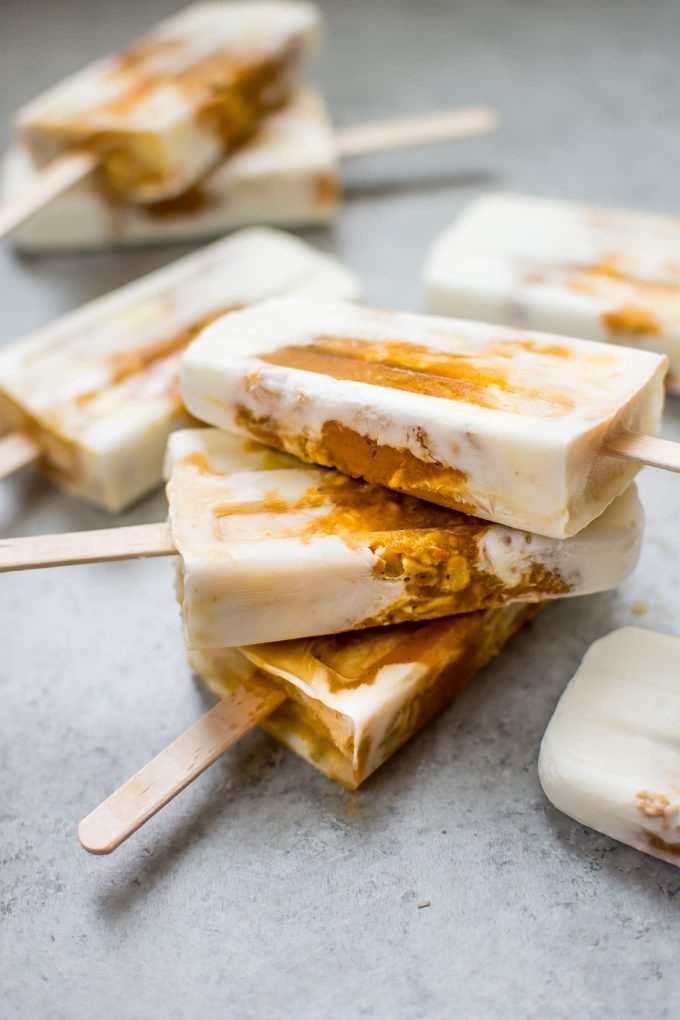 Pumpkin breakfast popsicles from Salt & Lavender