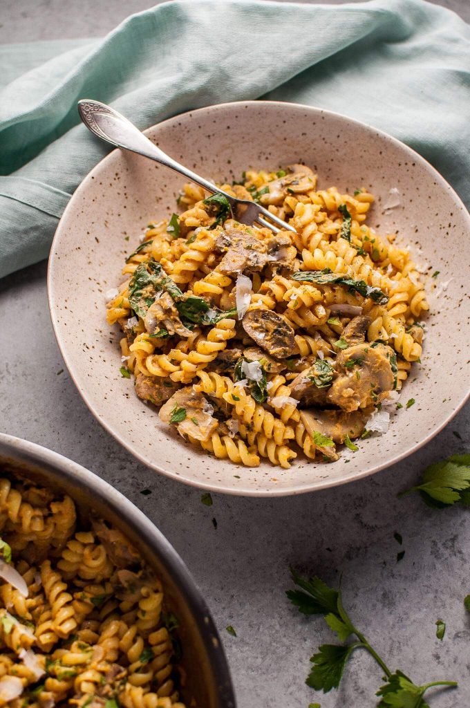 Pumpkin, mushroom, and spinach pasta from Salt & Lavender