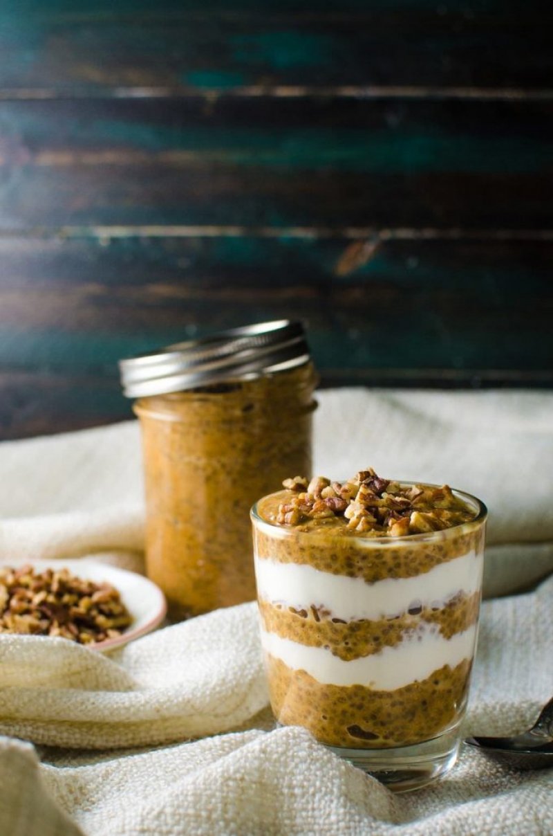 Pumpkin pie chia pudding parfait from The Flavor Bender