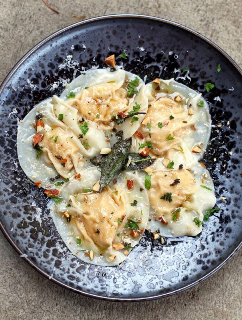 Smoked pumpkin ravioli from Vindulge