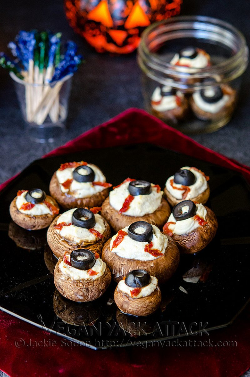 Stuffed Mushroom Eyeballs by Vegan Yack Attack