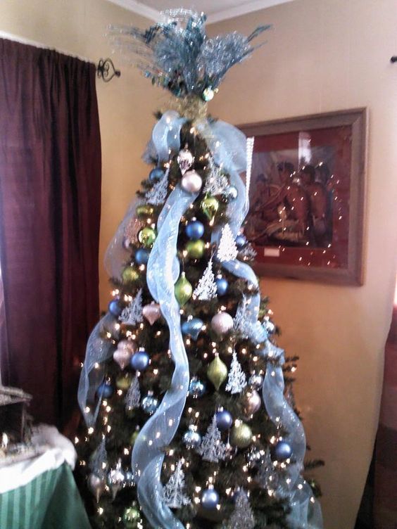 Aqua, lime and silver tree.