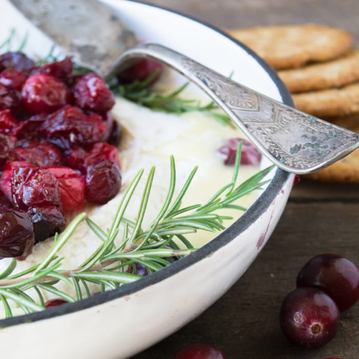 Baked Brie with Roasted Cranberries and Maple