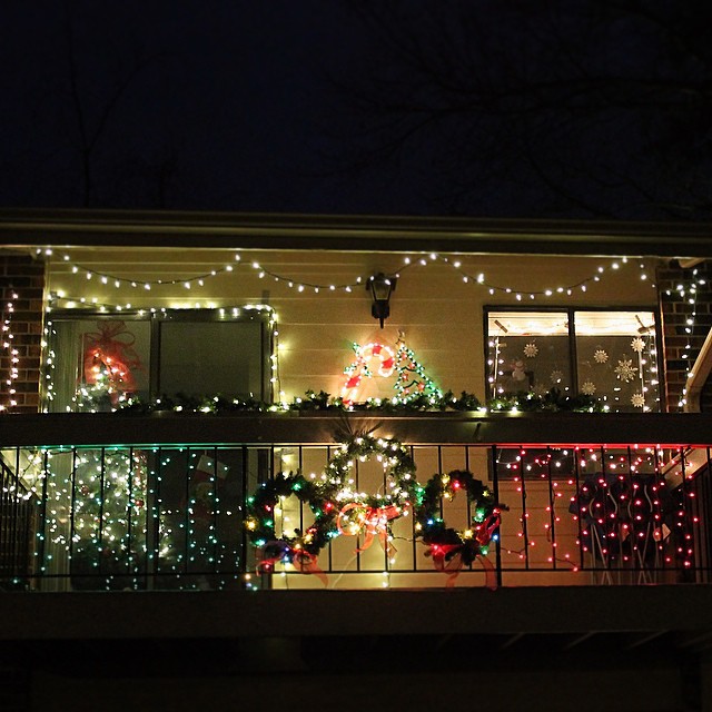 Balcony christmas lights idea.