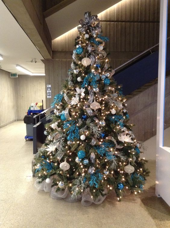 Blue Christmas tree offers a fun and flattering twist.