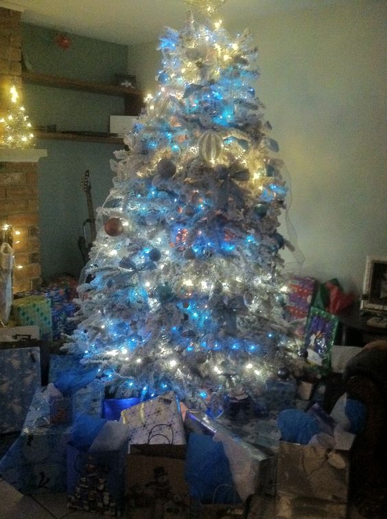 Blue and white Christmas tree.