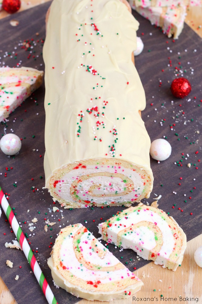 Christmas Vanilla Roll Cake from A Treat’s Affair