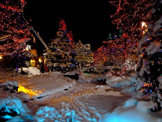 Christmas lights in whistler village.