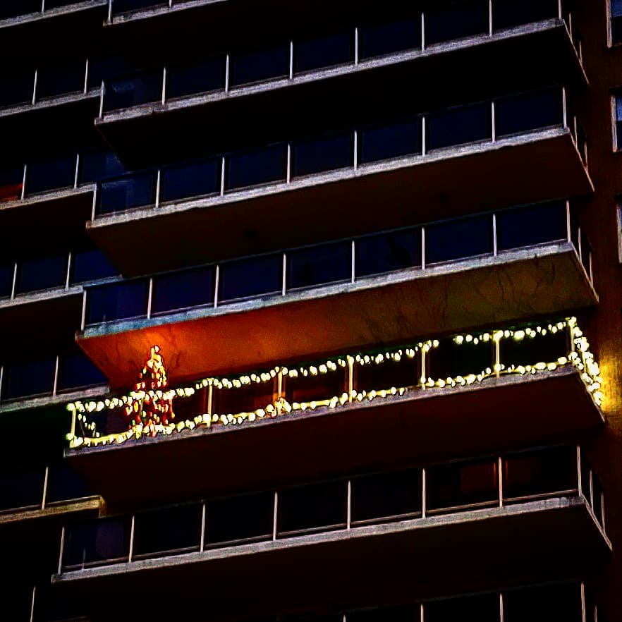 Christmas on a lonely balcony.
