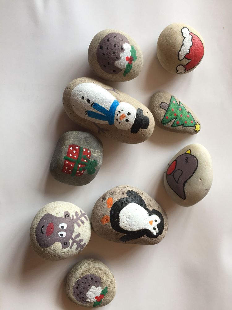 Christmas painted rock.