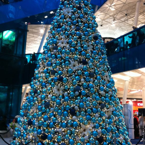 Colourful blue Christmas tree.